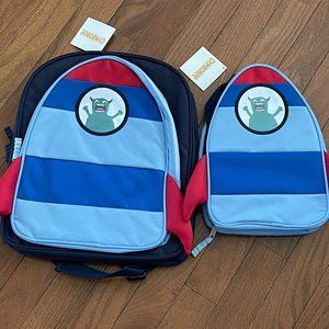 New Gymboree Boys Blue Space Alien Toddler Size Backpack and Lunchbox Set
